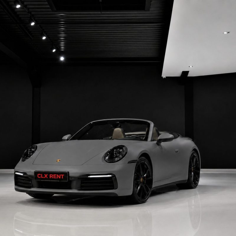 Porsche 911 cabrio grigia vista anteriore noleggio Torino